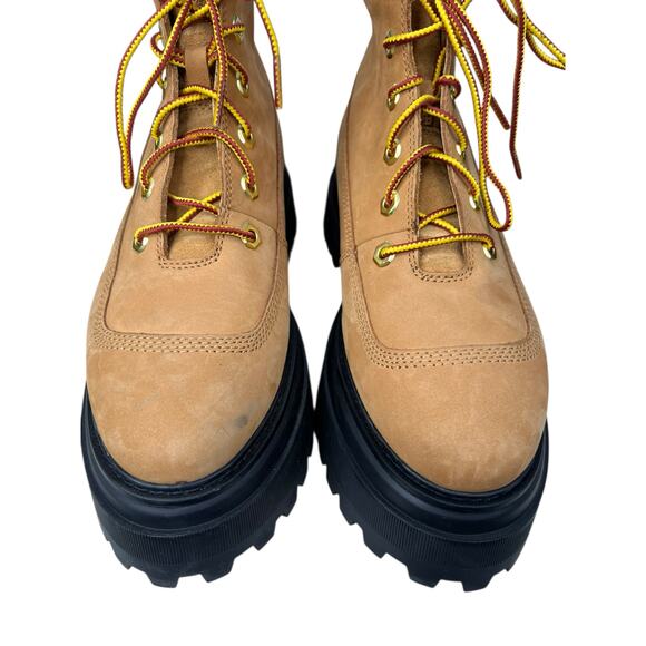Timberland Women’s Sky Brown Suede Platform Combat Boots Size US 9.5 - Picture 10 of 12